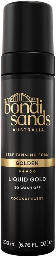 Liquid Gold Self-Tanning Foam, Enriched with Argan Oil, Vegan + Cruelty Free, Coconut Scent, 200mL