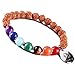 Produktbild JOXFA Natürliche Echte 8mm Edelstein Mala Perlen Chakra Rudraksha Stretch-Armband Für Männer Frauen Yoga Buddhist Meditation Rosenkranz (Rudraksha Chakra A)