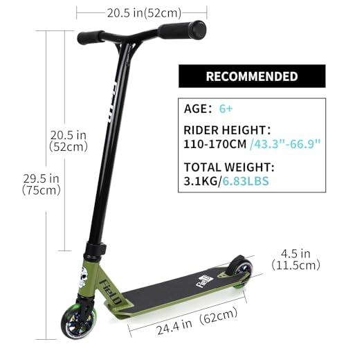 Image of Freestyle Trick Scooter - Pro Stunt Scooter for Beginners, Kids 6 Years+, Teens & Adults - Durable Kick Scooter for Skate Park & Street Use