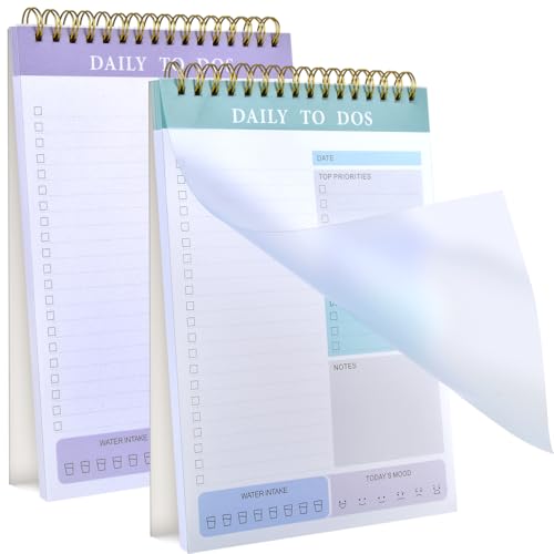 TMBMLPP To Do List Notepad, 2 Pack Daily Planner Pad, A5 Spiral To Do List Pad, Daily To Do List Notebook, Daily Work Planner