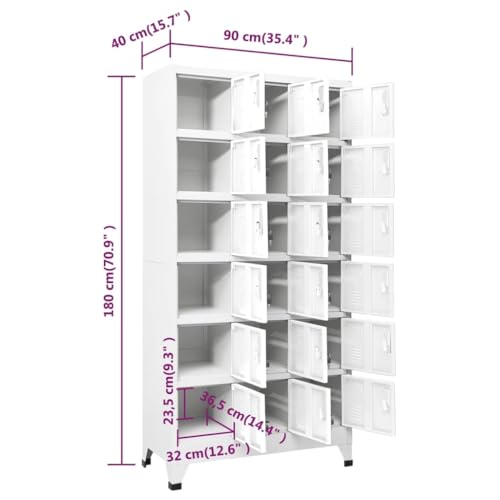Vidaxl Armadietto A 18 Scomparti In Metallo 90X40X180 Cm Schedario Ufficio - 2