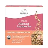 Earth Mama Organic Milkmaid® Lactation Bars, Chocolate Chip Peanut Butter, 5 Count – USDA Certified Organic Breastfeeding Snacks Made with Ingredients Traditionally Used to Boost Breastmilk Supply