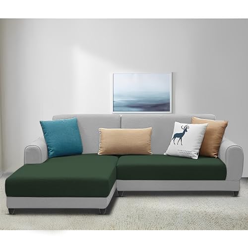 Image of Kraven LHS 4 Seater L Shape Sofa Set for Living Room (Green Grey Fabric) Premium Fabric Sofa