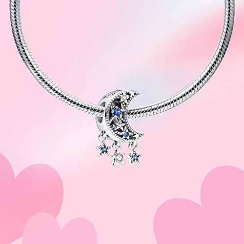 Alstade Moon and Star Charm 925 Sterling Silver Charms fits Bracelets and Necklace Pendant Bead Charms Jewelry Present for Women Family Friends by Alstade - Used condition - Image 2