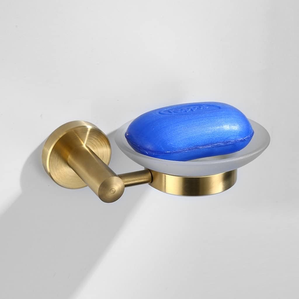 LSLYTQ Brushed Gold 304 Stainless Steel Bathroom Hardware Set, Coat Hook, Towel Ring, Triangular Basket, Single Cup, Soap Dish, Tissue Holder