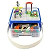 Bins & Things Storage Bin Organizer Box - Toy Storage Case for Building Blocks, Small Dolls and Accessories - Kids Toy Suitcase with Baseplate Lid - Mess-Free Organizer for Travel and Playroom