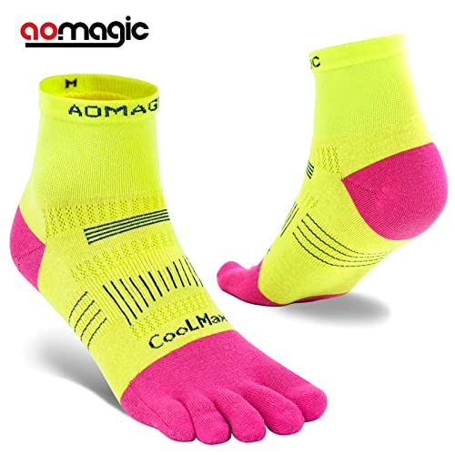 Aomagic Toe Socks Men Women Athletic Running Five Finger Colorful Sock, Soft Comfy, Moisture Wicking, Lightweight, Mini Crew - Medium #TOP2