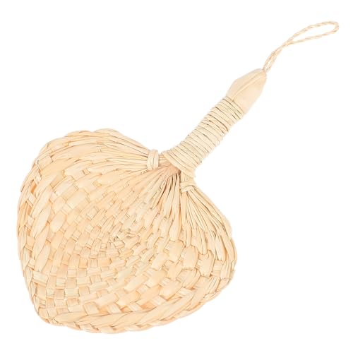 Healifty Natural Palm Leaf Hand Fan Large Handmade Summer Cooling Fan with Original Color Handle for Women ’s Performance and Home Decoration