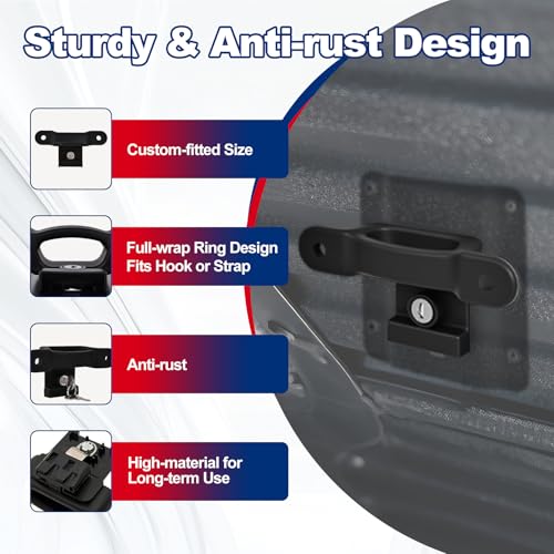 KIMCARLEY Custom-fit 4Pack Tie Down Anchors Cleats for Ford F150 F250 F350 2026 2025-2015 Truck Heavy Duty Steel Truck Bed Tie Down Cleats Link Kit Replacement Accessories #FL3Z-99000A64-B by KIMCARLEY - Used condition - Image 3