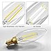 Hizashi 12 Pack 2W (2 Watt) Fully Dimmable 90+ High CRI 5000K LED Filament Bulbs, 20-25 Watt Equivalent, 200 Lumen, B10 LED Candelabra Bulbs, Daylight 5000K E12 Socket for Chandelier, UL Listed