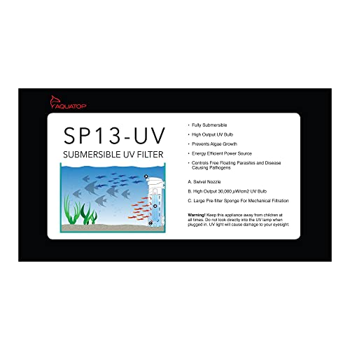 Aquatop 395 Gph Internal Filter With 13W Uv Light - For Up To 150 Gallon Fish Tanks, Uv For Crystal Clear Water, Fresh & Saltwater Use, Aquarium Filters For Fish & Turtle Tanks, Sp13-Uv #TOP1