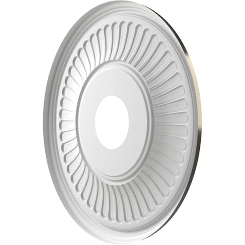 Image of Ekena Millwork CMP16BECCH Berkshire Thermoformed PVC Ceiling Medallion (Fits Canopies up to 7 inch), 16 inchOD x 3 1 /2 inchID x 1 inchP, Metallic Charcoal