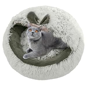 Ckbuity Dog Cat Bed For Indoor Pets, Kitten Bed Small Cats Cave Bed for Indoor Cats Under 8KG, 2 In 1 Cat Cave For Playing And Sleeping, Soft Pet Bed For Cats And Small Dogs (Gray/Diameter 40cm)
