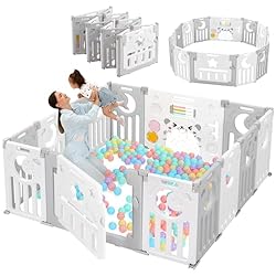 White playpen for a baby with balls inside