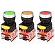 Gebildet 3pcs 22mm 10A 12V-24V-48V-110V-230V-380V 1NO 1NC DPST Momentan-Druckknopfschalter LA38-11BN(Rot/Gelb/Grün)
