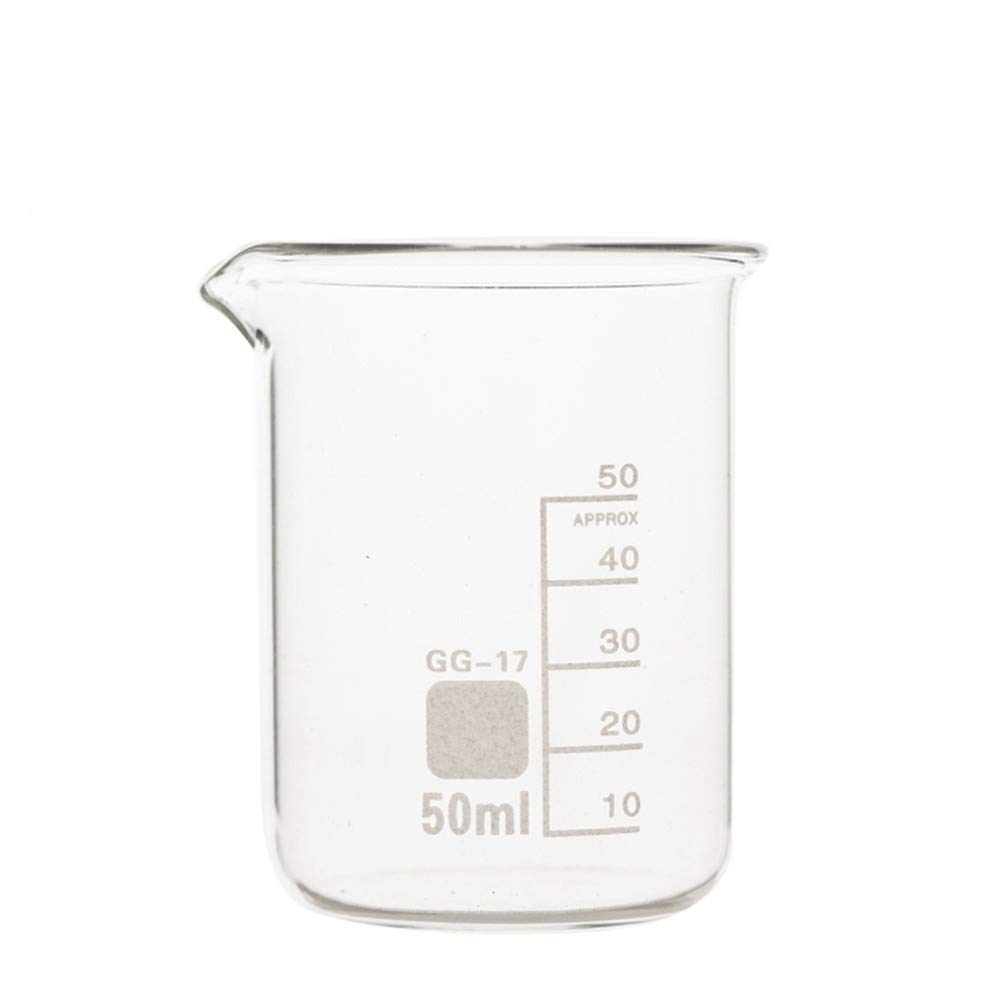 Set di bicchieri in vetro per laboratorio di chimica in scala trasparente da laboratorio di misurazione in vetro borosilicato resistente al calore (4 lotti) 50 ml 100 ml 100 ml 1000 ml 2000 ml