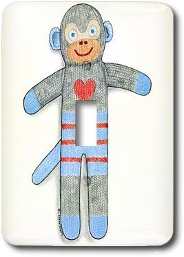 3dRose LLC lsp_23300_1 Sock Monkey Kids Toy Cuddly Cute Heart Illustration Blue Child, Single Toggle Switch image 3
