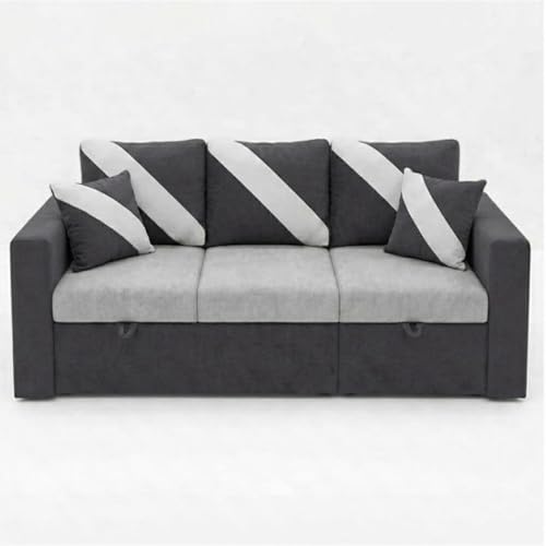 Image of FURNY Trivia 4 Seater RHS Lounger Sofa Cum Bed (Dark Gray - Light Gray) with Pull-Out Function | Luxury Velvet Suede Finish | Durable Comfort | Ideal for Living Room