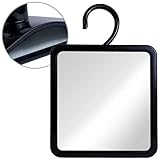 MIRRORVANA Dual Anti Fog Shower Mirror for Shaving with Hook for Hanging and Fogless Shatterproof Surface - Fill Back Chamber/Reservoir with Hot Water for Fog Free Shave (8' x 7', Black)