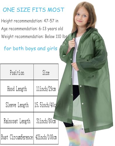 Image of 2 Pack Reusable Waterproof Raincoat EVA Emergency Rain Ponchos One Size Rain Jacket for Children, Boys and Girls