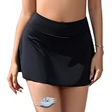 YloveM Gonna Costume da Bagno Donna Periodo Bikini A Prova di Perdite Piscina Gonna Pantaloncino Ciclo Ragazza con Slip Anti-Perdite Mare Costume Mestruale Donna Assorbente Vita Bassa Spiaggia Nero M