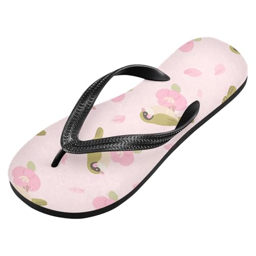 Women Beach Summer Casual Flip Flop Cute Bird Flowers Floral PinkQuick Dry Sandals Slipper for Men A2301302