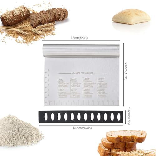 image for 2PCS Dough Pastry Bench Cutter Scraper, OLULU Stainless Steel Kitchen 