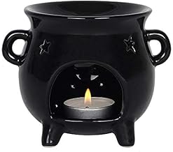 Black Cauldron Shaped Oil Burner 10x12.5x12.5cm