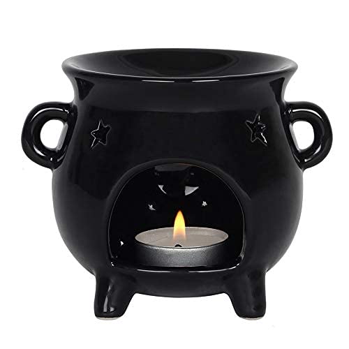 Black Cauldron Shaped Oil Burner 10x12.5x12.5cm