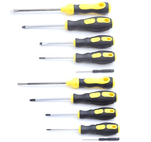 10 Pcs Screwdriver Sets, 5 Pcs Phillips and 5 Pcs Slotted Each 5 Size Chromium Vanadium Steel for Household and Repairing (10)