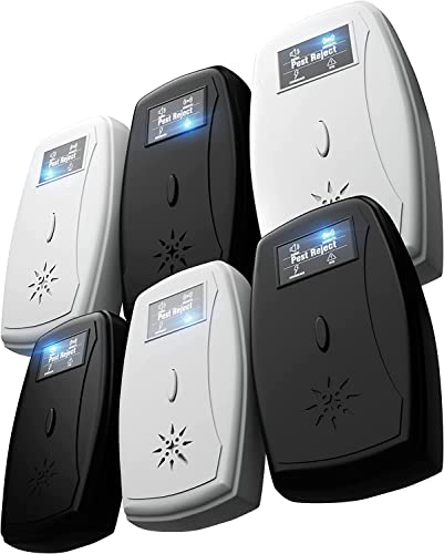 New 2022 6-Pack Effective Ultrasonic Pest Repeller - Wall Plug-In Electromagnetic + Ionic - Ant Fly Mosquito Mouse Rats Roach Repellent Indoor - Cockroach Control Safe Quiet Device - Up To 9000 Sq.ft #TOP1