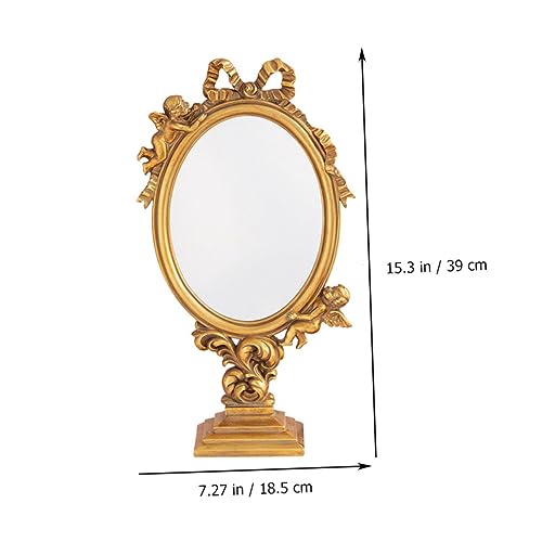 Espejo de maquillaje vintage Ipetboom 1pc elegante dorado miniatura 6