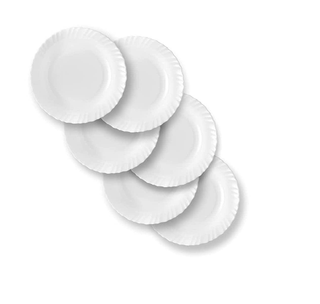 Home-Cart Classique Quarter Dinner Plates for Dining Table to Serve Salads Fruits Snacks Multi Use Ceramic White Set of 6 (7.5 Inch)