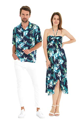Matchable Couple Hawaiian Luau Shirt or Butterfly Dress in Orchid Breeze