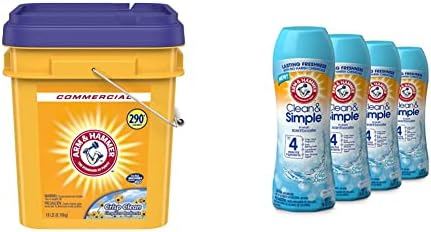 Arm & Hammer Powder Laundry Detergent, Crisp Clean, 18lb Pail and Arm & Hammer Clean & Simple In-wash Scent Booster - Crisp Clean, 18 Oz (Pack of 4)