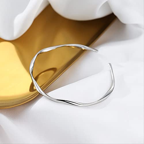 Bracelet mariage minimaliste ajustable brangle mince torsadé - 2