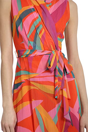Image of Donna Morgan Women's Donna Morgan Women's Dresses Faux Wrap Shawl Collar High-Low Dress with Waist Tie