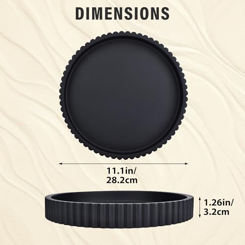 Emma & Ella Round Decorative Tray for Coffee Table Decor – Concrete Round Tray Home Decor – Circle Centerpiece Bandejas Decorativas for Living Room, Ottoman, Vanity, or Entryway (Black) - Thumbnail 3