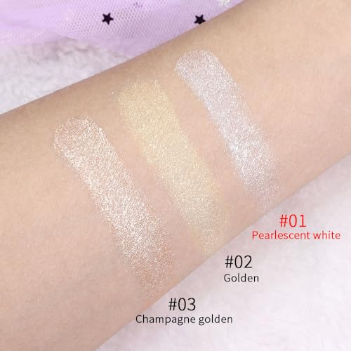 Evpct Pearl White Silver Face Highlighter Makeup, White Shimmer Glitter Diamond Sparkly Highlighters Makeup Eyeshadow Palette Powder For Face Body Cheek Skin, Inner Corner Eye Highlighter Makeup 01 thumb #4