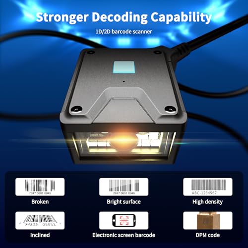 NetumScan 2D-Barcode-Scanner mit fester Halterung Industrietauglicher 1D/2D/QR-Code-Leser mit automatischer Induktionserkennung USB-Anschluss Geeignet für Selbstbedienungsterminals und Fertigungsstraß