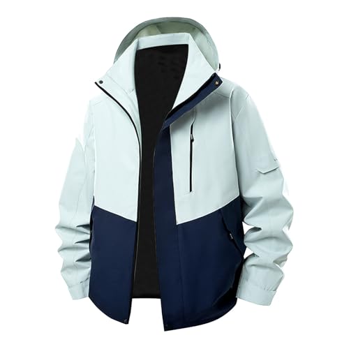 Cambkatl Men's Color Block Outdoor Full Zip Jackets Loose Sytlish Outerwear Long Sleeve Casual Sports Coat with Pockets