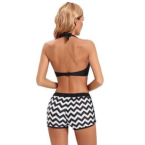 Bikini deux pièces halter à rayures avec culotte taille haute sculptante XL - 5