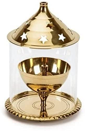 Misaa Urns Brass & Glass Akhand Diya/Oil Lamp/Pooja Deepak 4.5 Inch Hight & 3.5 Día Medium,-image-7