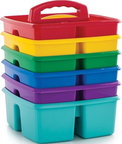 Image of Storex Classroom Caddy, 9.25 x 9.25 x 5.25 Inches, Assorted Colors, Color Assortment Will Vary, Case of 6 (00940U06C), Small Caddy