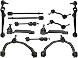 PartsW - 12 PC Kit for FORD THUNDERBIRD 1993-1997 / MERCURY COUGAR 1989-1997, Front Upper & Lower Control Arms, Inner Outer Tie Rod Ends, Front & Rear Sway Bar Links