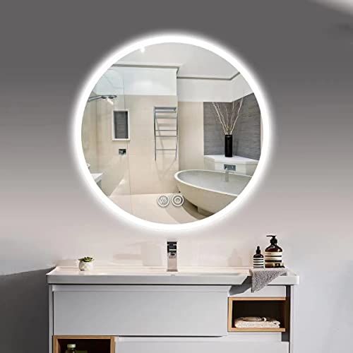 Panana Round Mirror LED Bathroom Mirror with Lights, Adjustable 3000K/4500K/6000K Lights, Smart LED Vanity Mirror, Wall Mounted Anti-Fog Dimmable Front Lighted Makeup Mirror (60cm) - Image 3