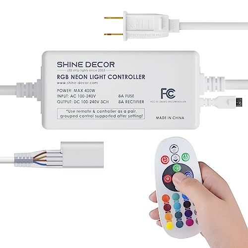 Shine Decor Controller With Remote, Power Supply For 10Mm W X 20Mm H Led Rgb Neon Rope Lights Only #TOP19