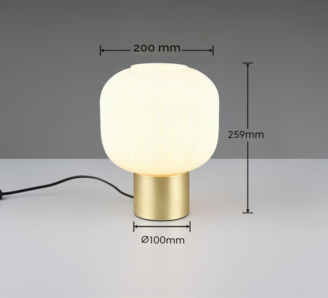 Trio Leuchten Lampe de table DIVA 519800108, métal laiton mat, verre blanc, excl. 1x E27