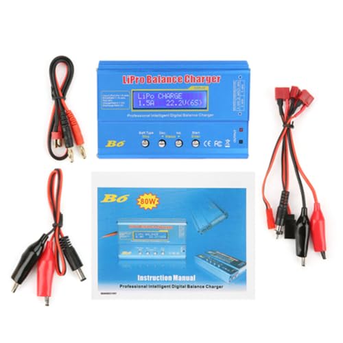 Cargador de Equilibrio RC B6 80W Descargador LCD Digital para Cargador de batería LLiPo NiMH RC(Sin Enchufe)