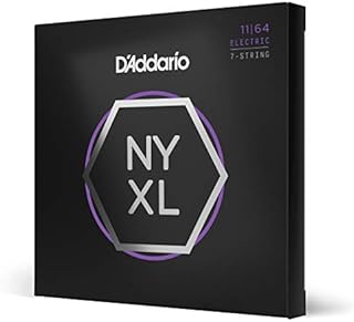 D'Addario Guitar Strings - NYXL Electric Guitar Strings - NYXL1164 - Unrivaled Strength, Tuning Stability, Enhanced Mid-Range - For 7 String Guitars - 11-64 Medium 7-String